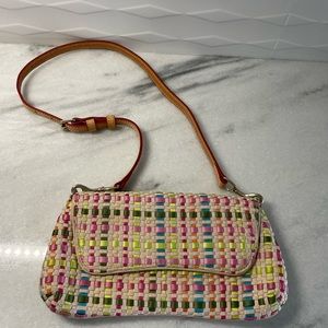 The Sak EUC Multi colored woven bag with leather removable /adj strap.Beautiful!